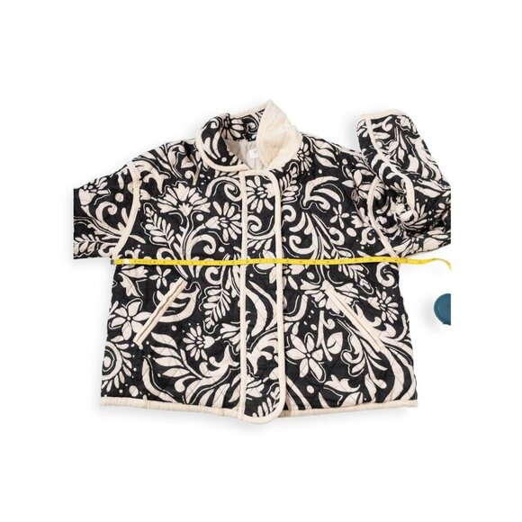 Storia Cream and Black Floral Quilted Jacket  SZ S 100% Cotton Boho Print - Picture 11 of 11